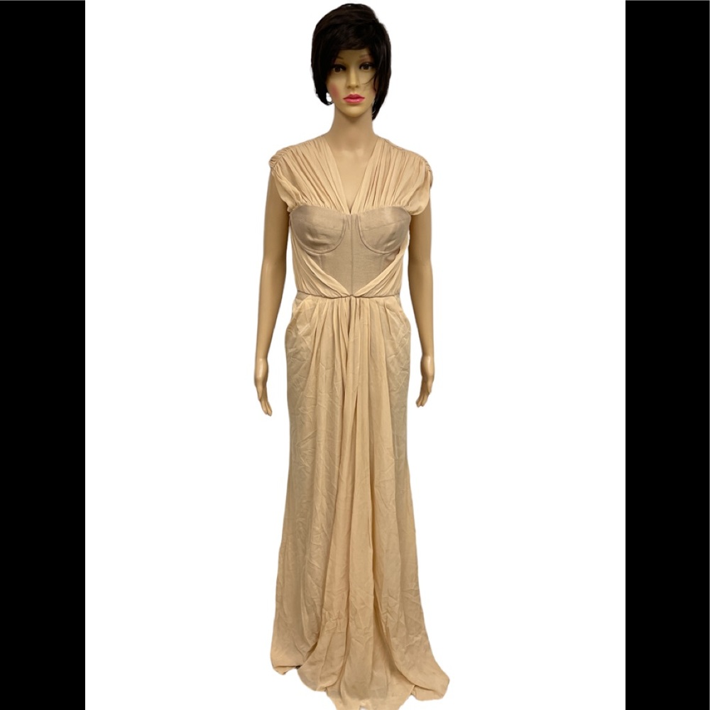 Pleated Sweetheart neck maxi